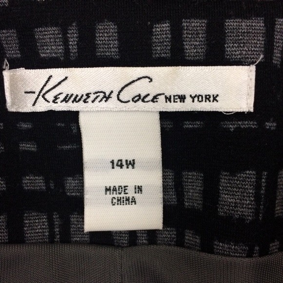 Kenneth Cole NY Zip Front Grey Black Hatched Top - Picture 2 of 6